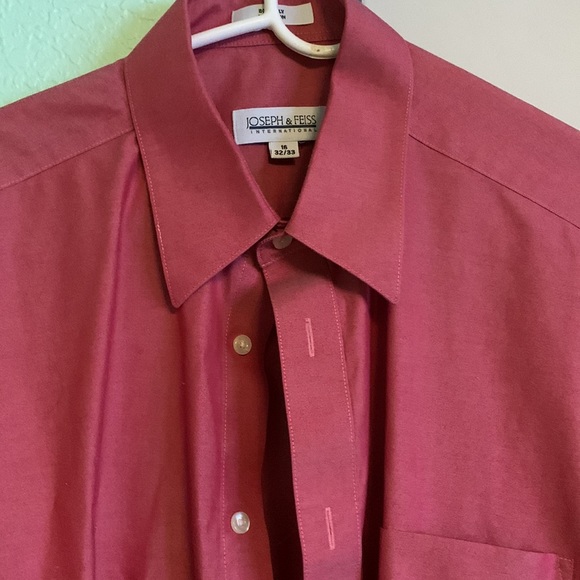 Joseph &Feis international men’s long sleeve shirt size 16 (32-33) color red - Picture 2 of 5